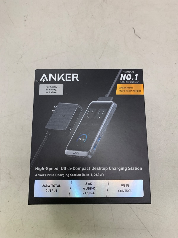 Photo 1 of Anker Prime Charging Station, 240W 8-in-1 USB C Power Strip, 5 ft Detachable Extension Cord, 2 AC, 4 USB C, 2 USB A, for iPhone 15/14, Desktop Accessory for MacBook, Home, Office (Not for Travel)