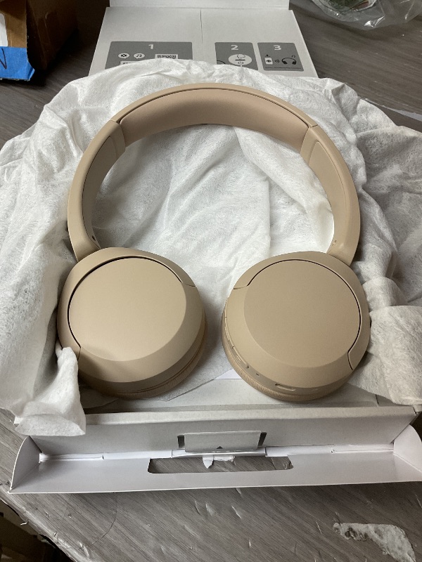 Photo 1 of Sony WH-CH520 Best Wireless Bluetooth On-Ear Headphones with Microphone for Calls and Voice Control, Up to 50 Hours Battery Life with Quick Charge Function, Includes USB-C Charging Cable - Beige