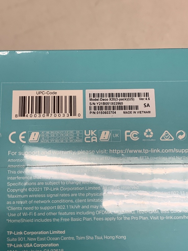 Photo 1 of TP-Link Deco WiFi 6 Mesh System(Deco X20) - Covers up to 5800 Sq.Ft, Replaces Wireless Routers and Extenders(3-Pack, 6 Ethernet Ports in Total, Supports Wired Ethernet Backhaul)