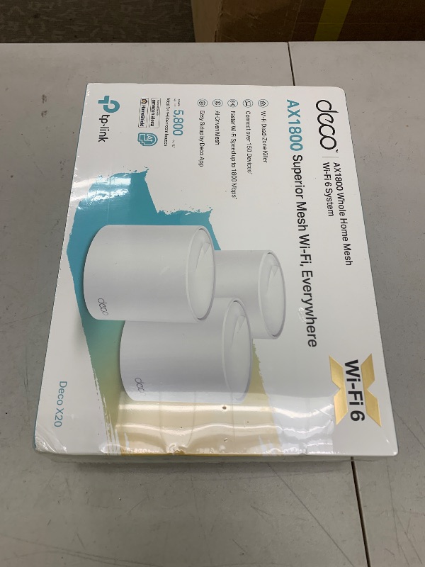 Photo 1 of TP-Link Deco WiFi 6 Mesh System(Deco X20) - Covers up to 5800 Sq.Ft, Replaces Wireless Routers and Extenders(3-Pack, 6 Ethernet Ports in Total, Supports Wired Ethernet Backhaul)