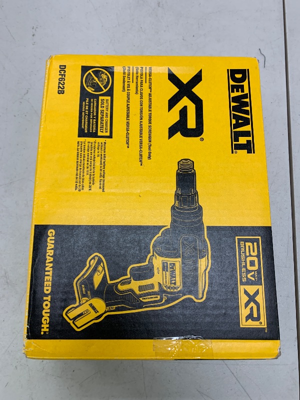 Photo 1 of DEWALT 20V MAX XR Screw Gun, Versa-Clutch, Adjustable Torque, Tool Only (DCF622B)