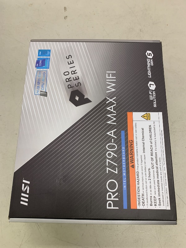 Photo 1 of MSI PRO Z790-A MAX WiFi ProSeries Motherboard (Supports 12th/13th/14th Gen Intel Processors, LGA 1700, DDR5, PCIe 5.0, M.2, SATA 6G, 2.5Gbps LAN, USB 3.2 Gen2, Wi-Fi 7, Bluetooth 5.4, ATX)
