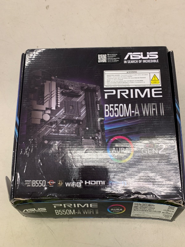 Photo 1 of ASUS Prime B550M-A WiFi II AMD Micro ATX Motherboard with PCIe 4.0, WiFi 6, ECC Memory, HDMI 2.1, RGB Header