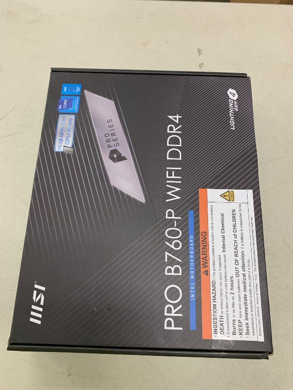 Photo 1 of MSI PRO B760-P WiFi DDR4 ProSeries Motherboard (Supports 12th/13th/14th Gen Intel Processors, LGA 1700, DDR4, PCIe 4.0, M.2, 2.5Gbps LAN, USB 3.2 Gen2, HDMI/DP, Wi-Fi 6E, Bluetooth 5.3, ATX)
