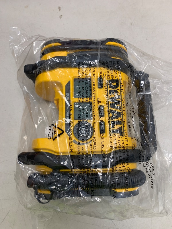 Photo 1 of DEWALT Tire Inflator Portable Air Compressor 20V MAX, Air Pump with Automatic Shut Off, LED Light, Tool Only (DCC020IB)