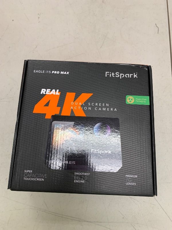 Photo 1 of FitSpark Eagle i15 ProMax Real 4k30FPS 20MP WiFi Action Camera Touch Screen EIS Stabilization Dual Screens Underwater Waterproof Sports Camera, 2 Batteries, Dock, External Microphone, Accessories Kit