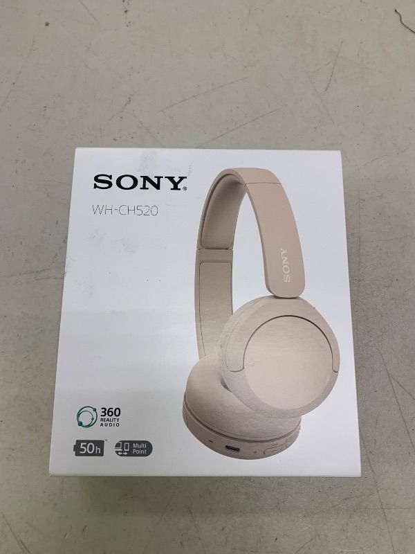 Photo 1 of Sony WH-CH520 Best Wireless Bluetooth On-Ear Headphones with Microphone for Calls and Voice Control, Up to 50 Hours Battery Life with Quick Charge Function, Includes USB-C Charging Cable - Beige