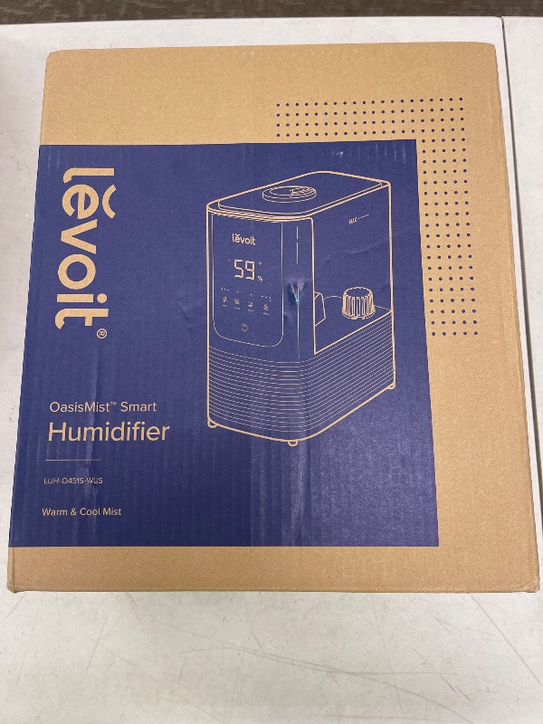 Photo 1 of LEVOIT Humidifiers for Bedroom Home, Smart Warm and Cool Mist Air Humidifier for Large Room, Auto Customized Humidity, Fast Symptom Relief, Easy Top Fill, Essential Oil, Quiet, OasisMist4.5L, White