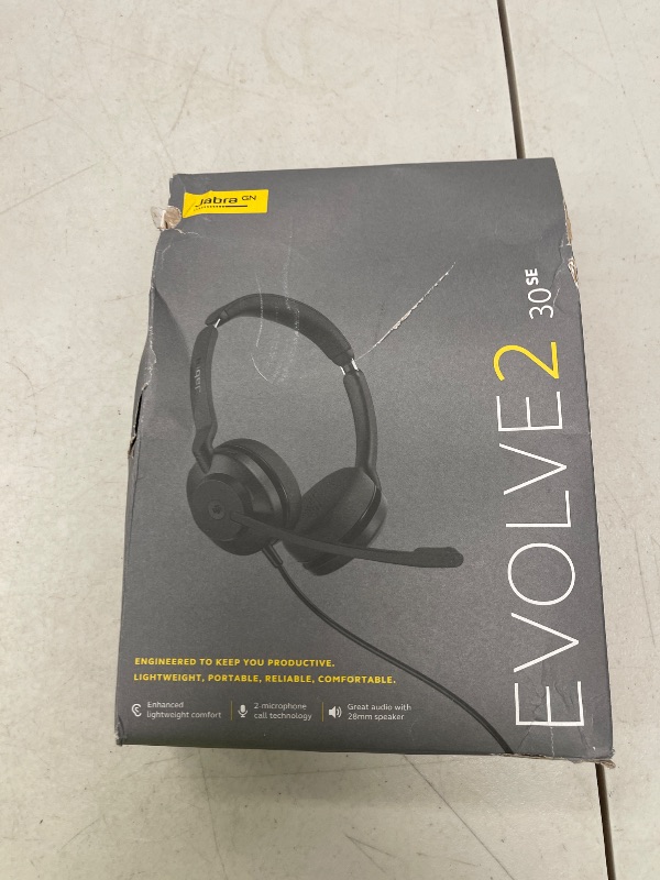 Photo 1 of Jabra Evolve2 30 SE Wired Stereo Noise-Cancelling Headset - Features 2-Microphone Call Technology and USB-A Cable - MS Teams Certified, Works with All Other Platforms - Black