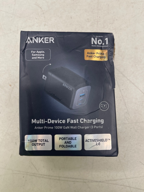 Photo 1 of Anker Prime 100W USB C GaN Charger, 3-Port Compact Fast PPS Charger, for MacBook Pro/Air, Pixelbook, iPad, iPhone 16/Pro, Galaxy S23/S22, Note20, Pixel, Apple Watch, and More