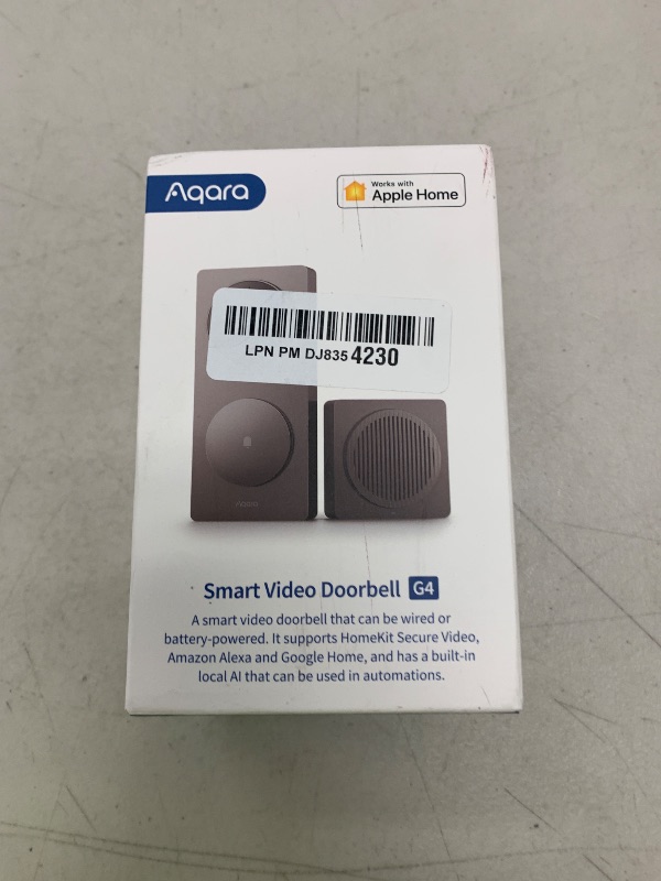 Photo 1 of Aqara Video Doorbell G4 (Chime Included), 1080p FHD HomeKit Secure Video Doorbell Camera, Local Face Recognition and Automations, Wireless or Wired, Supports Apple Home, Alexa, Google, IFTTT, Gray
