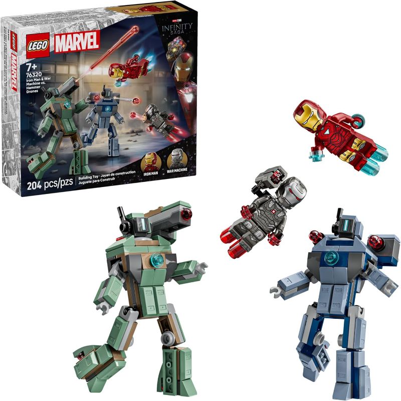Photo 1 of LEGO Marvel Iron Man & War Machine vs. Hammer Drones Building Toy - Pretend Play Set W/ 2 Toy Minifigures - Kids Building Blocks for Boys & Girls, Ages 7+ - Gift Idea for Birthdays - 76320
