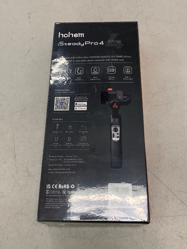 Photo 1 of hohem iSteady Pro 4 3-Axis Gimbal Stabilizer for GoPro 13/12/11/10/9 8/7/6/5, for Osmo Action and Other Action Cameras,Support Bluetooth & Cable Control, IPX4 Splash Proof with Tripod
