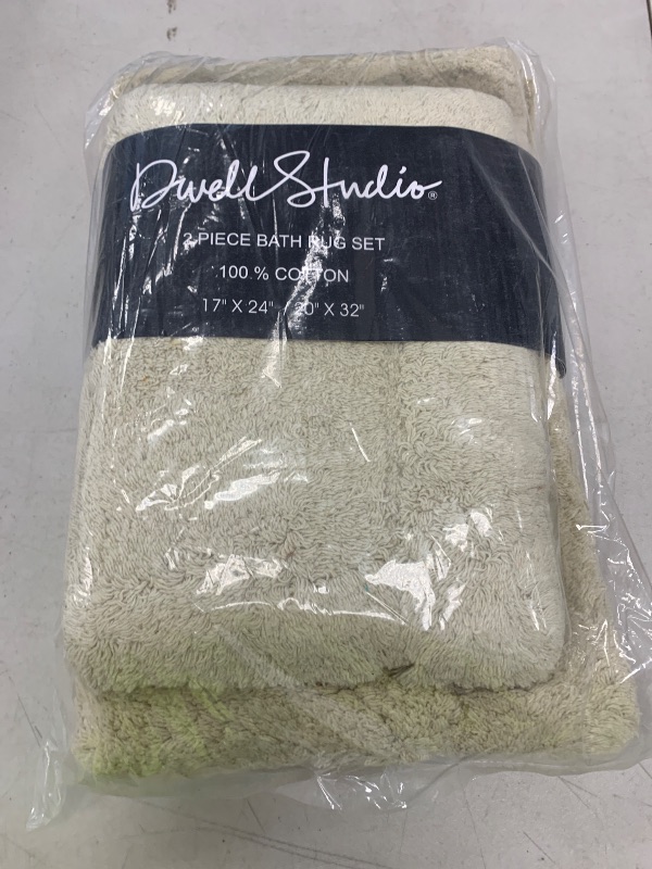 Photo 1 of DwellStudio Reversible Cotton Bath Rugs: Luxurious Comfort and Anti-Slip Protection, Taupe, Non Slip Back