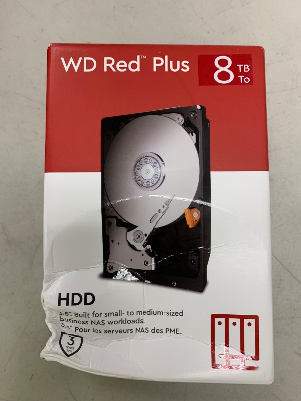 Photo 1 of Western Digital 8TB WD Red Plus NAS Internal Hard Drive HDD - 5640 RPM, SATA 6 Gb/s, CMR, 256 MB Cache, 3.5" - WD80EFPX