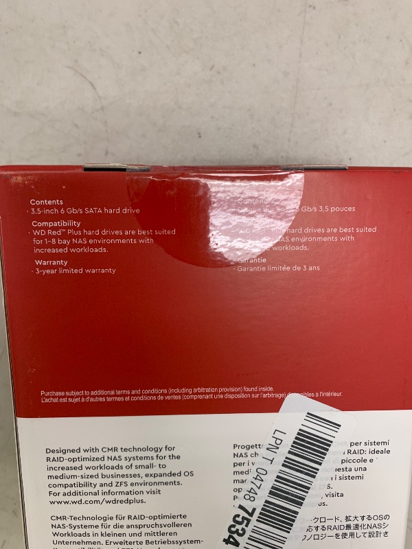 Photo 1 of Western Digital 8TB WD Red Plus NAS Internal Hard Drive HDD - 5640 RPM, SATA 6 Gb/s, CMR, 256 MB Cache, 3.5" - WD80EFPX