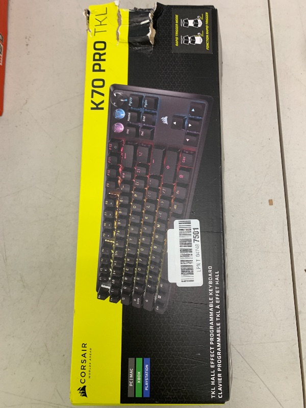 Photo 1 of Corsair K70 PRO TKL RGB Tenkeyless Mechanical Wired Gaming Keyboard – Pre-Lubed Hall Effect MGX Hyperdrive Adjustable Switches, Simultaneous SOCD and Rapid Trigger, ABS Double-Shot, QWERTY NA – Black