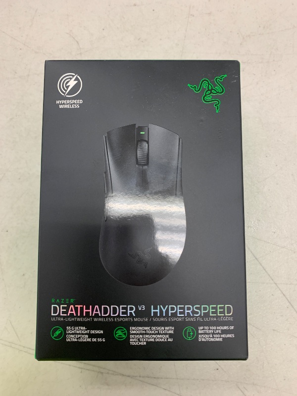 Photo 1 of Razer DeathAdder V3 HyperSpeed Wireless Gaming Mouse: 55g Lightweight - USB C Charging - Up to 100 Hr Battery - Advanced 26K Optical Sensor - Gen-3 Optical Switches - 8 Programmable Controls - Black