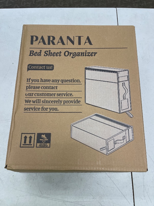 Photo 1 of PARANTA Bed Sheet Organizers and Storage, 6 Pack Foldable Linen Closet Organizer, Sheets Set Keeper with Label Handle Window for Blanket Duvet Cover Queen or King Beige