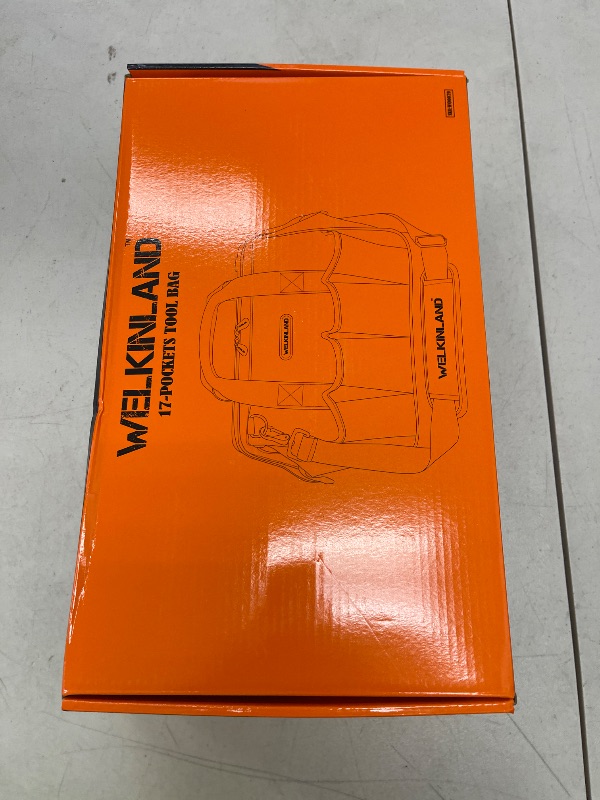 Photo 1 of WELKINLAND 17-Pocket Tool Bag - 14" Portable, Brown, Heavy Duty with Shoulder Strap for Mechanics, Electricians & Construction Workers