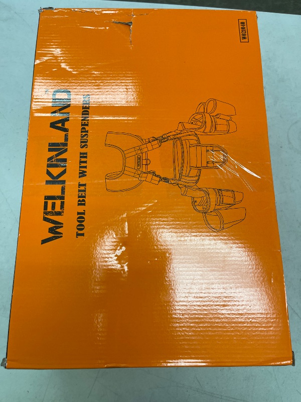 Photo 1 of WELKINLAND 39Pockets Tool Belts for Men with Suspenders, 4" Padded Toolbelt, Tool Belt with Suspenders, Black W/Orange, One Size (38"-48")