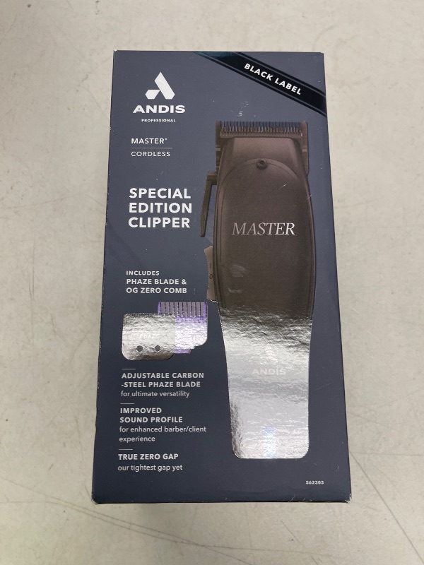 Photo 1 of Andis Black Label MLC Professional Master Cordless Lithium-Ion Hair Clipper, Adjustable Carbon Steel Blade for Close Cutting, Black