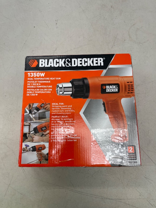 Photo 1 of BLACK+DECKER Heat Gun for Crafts, Corded, Dual Heat Settings up to 1000 Degrees, 1350 Watt (HG1300)