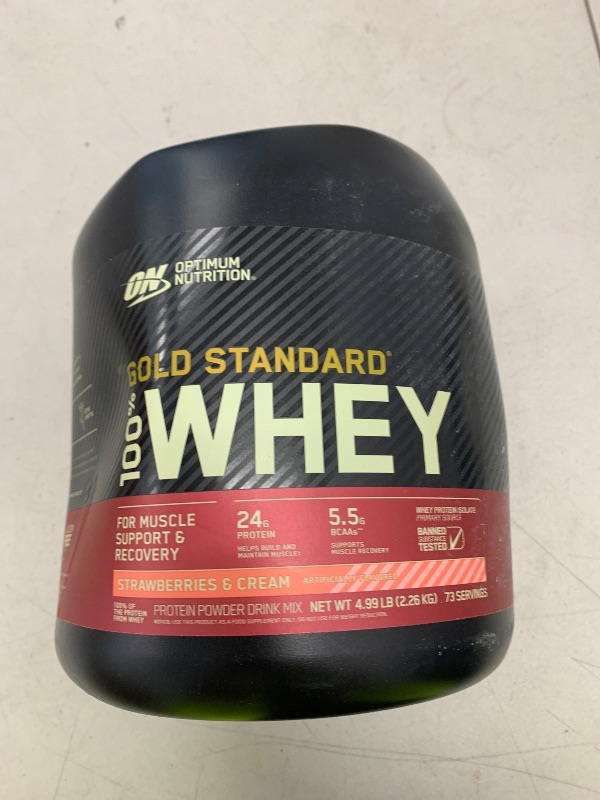 Photo 1 of Optimum Nutrition Gold Standard 100% Whey Protein Powder, Strawberries & Cream, 5 Pound (Packaging May Vary)
