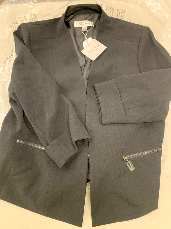 Photo 1 of Kasper Women's Petite Cardigan-Style Blazer with Rolled Cuff Sleeves, Black