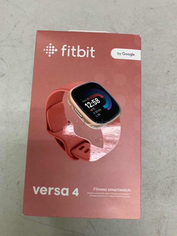 Photo 1 of Fitbit Versa 4 Fitness Smartwatch with Daily Readiness, GPS, 24/7 Heart Rate, 40+ Exercise Modes, Sleep Tracking and more, Pink Sand/Copper Rose, One Size (S & L Bands Included)