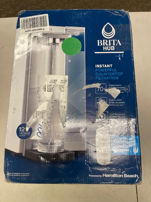 Photo 1 of Brita Hub Instant Powerful Countertop Water Filter System, Reduces 70+ Contaminants, 12 Cup Water Reservoir, Includes 6 Month Carbon Block Filter, White, 87340