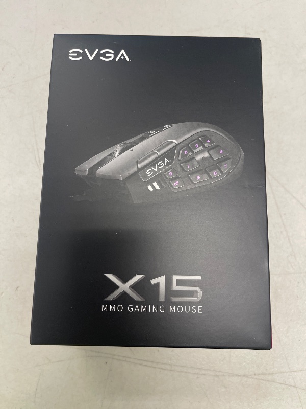 Photo 1 of EVGA X15 MMO Gaming Mouse, 8k, Wired, Black, Customizable, 16,000 DPI, 5 Profiles, 20 Buttons, Ergonomic 904-W1-15BK-KR