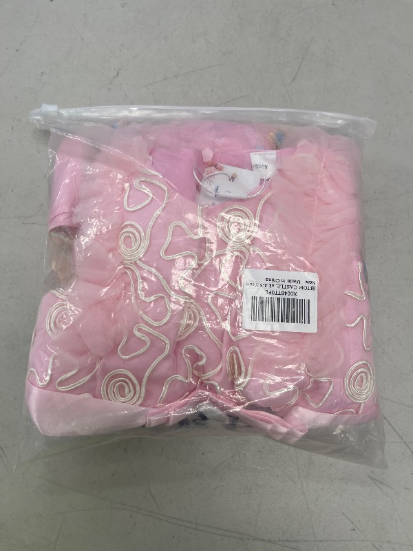 Photo 1 of IBTOM CASTLE Flower Girls Dress for Wedding: Toddler Princess Floral Embroidery Tulle Puffy Sleeveless Crew Neck High-Low Junior Bridesmaid Pageant Dance Birthday Party Dress Pink 4-5 Years