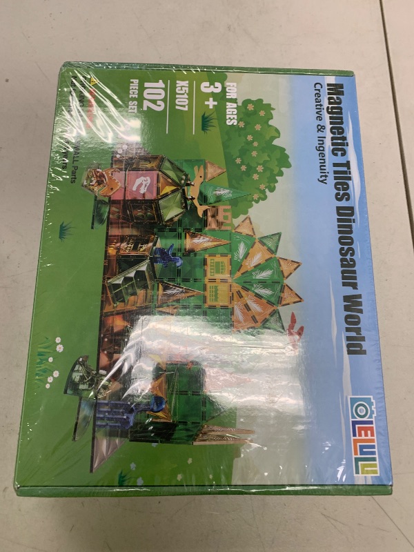 Photo 1 of Colelulu 102PCS Dinosaur Magnetic Tiles with 8 Figures Gifts for 3+ Boys and Girls, Dino World STEM Magnet Toys for Toddlers, Building Blocks Preschool Learning Sensory Toys for Kids Age 3-5 4-8