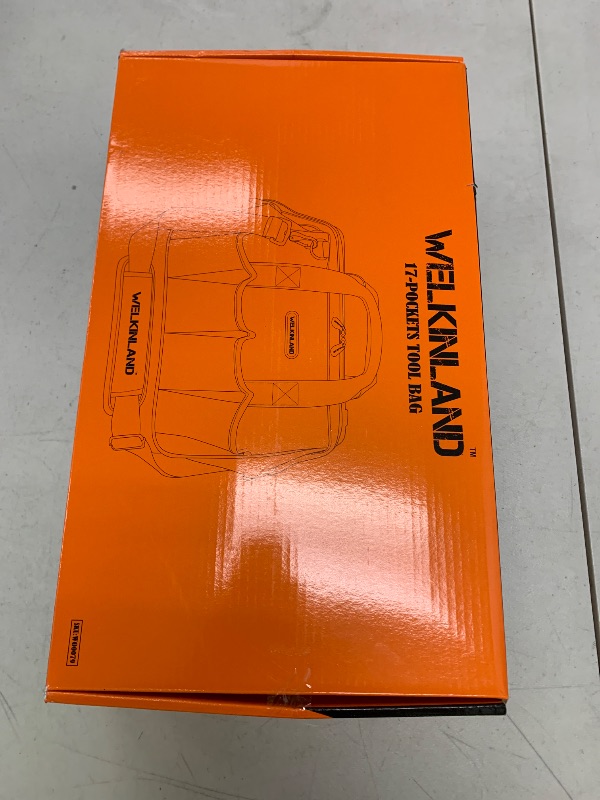 Photo 1 of WELKINLAND 17-Pocket Tool Bag - 14" Portable, Brown, Heavy Duty with Shoulder Strap for Mechanics, Electricians & Construction Workers