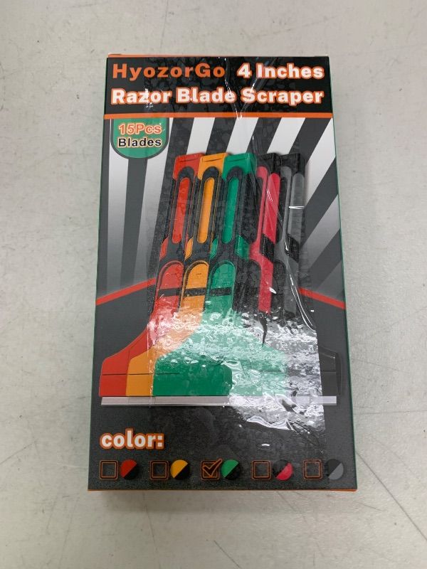 Photo 1 of 4" Razor Blade Scraper, Scraper Tool with 15pcs Razor Blades, Scrapper for Cleaning Paint, Sticker & Caulk Remover Tool, Glass Scraper for Windows, Stove Top, Oven, Cooktop, Floor, Tile