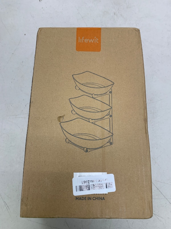 Photo 1 of Lifewit Plastic Fruit Bowl Basket for Kitchen Countertop, 3 Tier Fruit Holder with Black Metal Stand, Serving Tray for Food, Vegetable, Cake, Dessert in Party