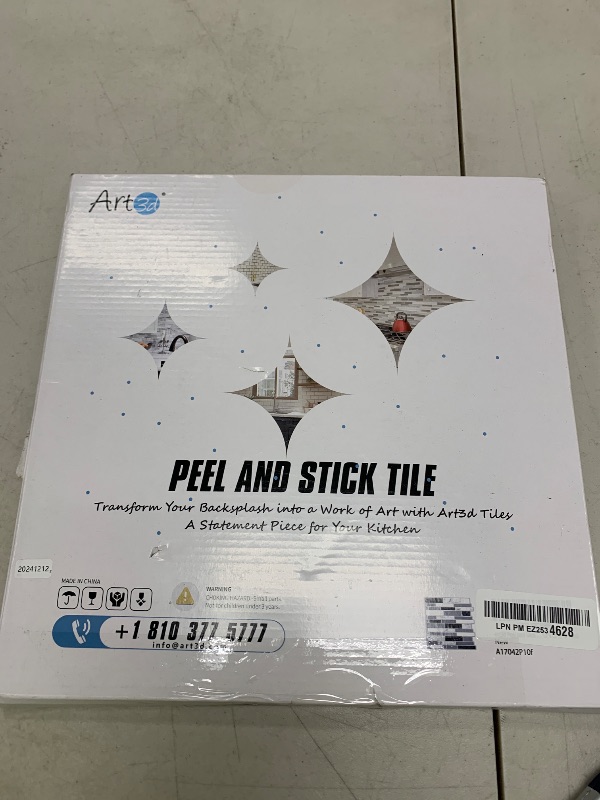 Photo 1 of Art3d 10-Sheets Peel and Stick Kitchen Backsplash Tiles, 12"x12" Self-Adhesive Marble Grey Wall Tiles for Kitchen and Bathroom