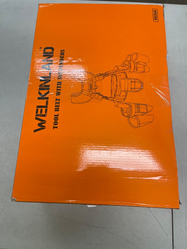 Photo 1 of WELKINLAND 39Pockets Tool Belts for Men with Suspenders, 4" Padded Toolbelt, Tool Belt with Suspenders, Black W/Orange, One Size (38"-48")