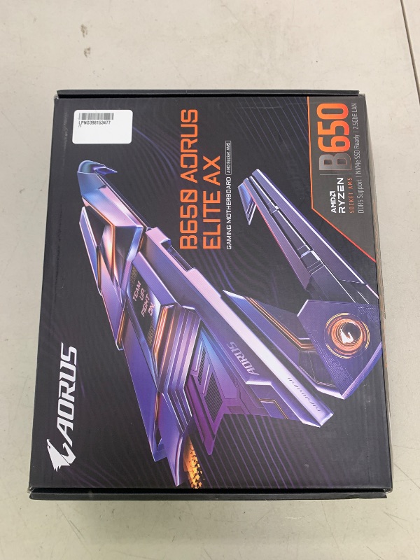 Photo 1 of GIGABYTE B650 AORUS Elite AX (AM5/LGA 1718/ AMD B650/ATX/ 5-Year Warranty/DDR5/ M.2/ PCIe 5.0/USB 3.2 Gen2X2 Type-C/WiFi 6E/2.5GbE LAN/Q-Flash Plus/EZ-Latch/Gaming Motherboard)