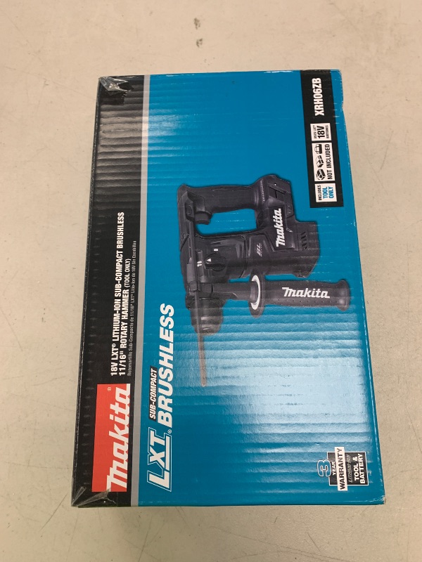 Photo 1 of Makita XRH06ZB 18V LXT Lithium-Ion Sub-Compact Brushless Cordless 11/16" Rotary Hammer, Accepts Sds-Plus Bits, Tool Only