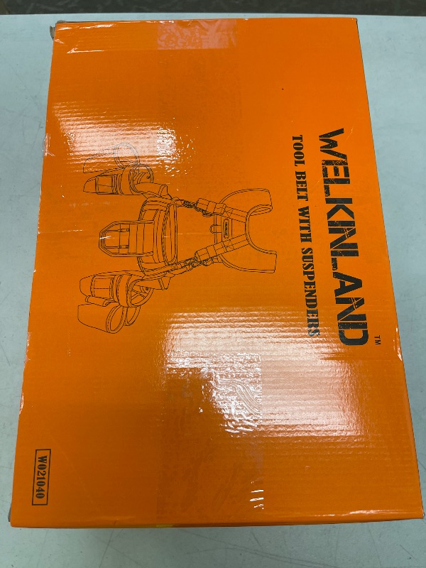 Photo 1 of WELKINLAND 39Pockets Tool Belts for Men with Suspenders, 4" Padded Toolbelt, Tool Belt with Suspenders, Black W/Orange, One Size (38"-48")