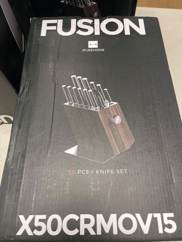 Photo 1 of Kitchen Knife Set, 15 PCS Knife Sets for Kitchen with Block, X50CrMoV15 High Carbon German Steel Knife Set with 6X Serrated Steak Knife, Knife Sharpeners, Kitchen Scissors, Heavy