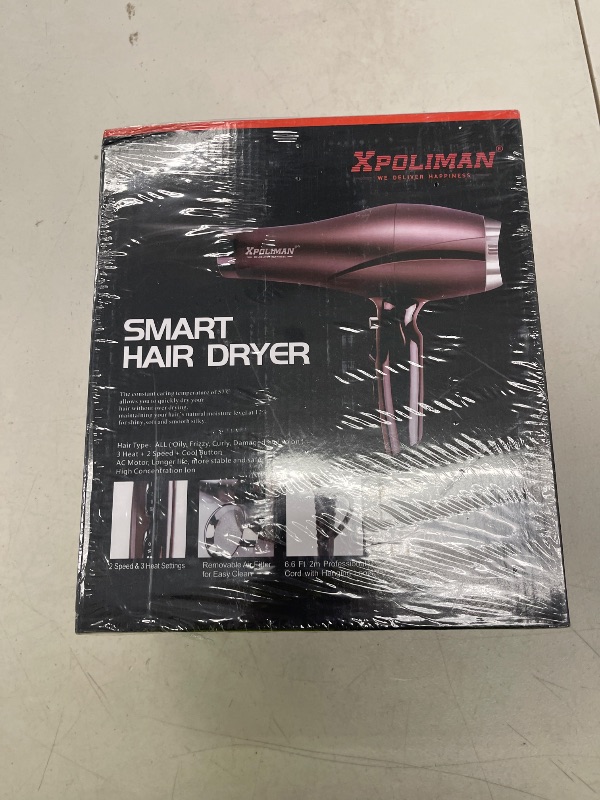 Photo 1 of 2000 Watt Hair Dryers, Xpoliman Professional Salon Hair Dryer with AC Motor, Negative Ionic Blow Dryer with Diffuser Concentrator Comb, 2 Speed 3 Heat Settings,Low Noise Long Life Style-Blue
