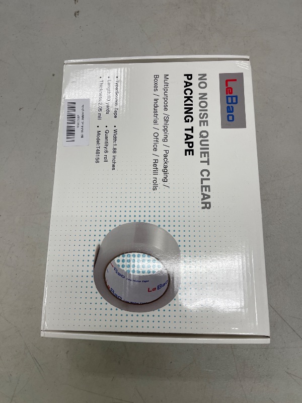 Photo 1 of LeBao No Noise Silent Packing Tape with Dispenser, 2.05 Mil x 1.88" x 60 Yards, 6 Rolls, Heavy Duty Clear Noiseless Packaging Tape for Shipping Packaging Moving Sealing