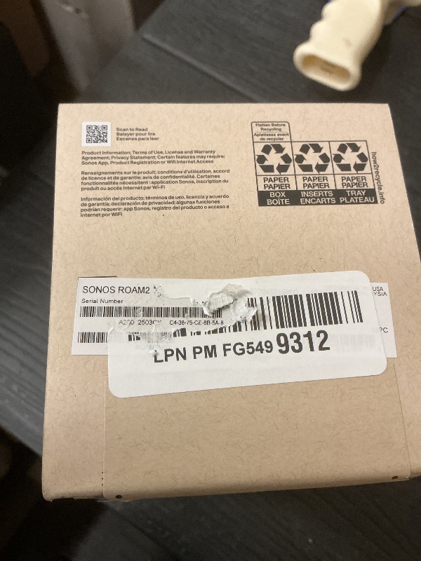 Photo 1 of Sonos Roam 2 - White - Portable Waterproof Bluetooth Speaker