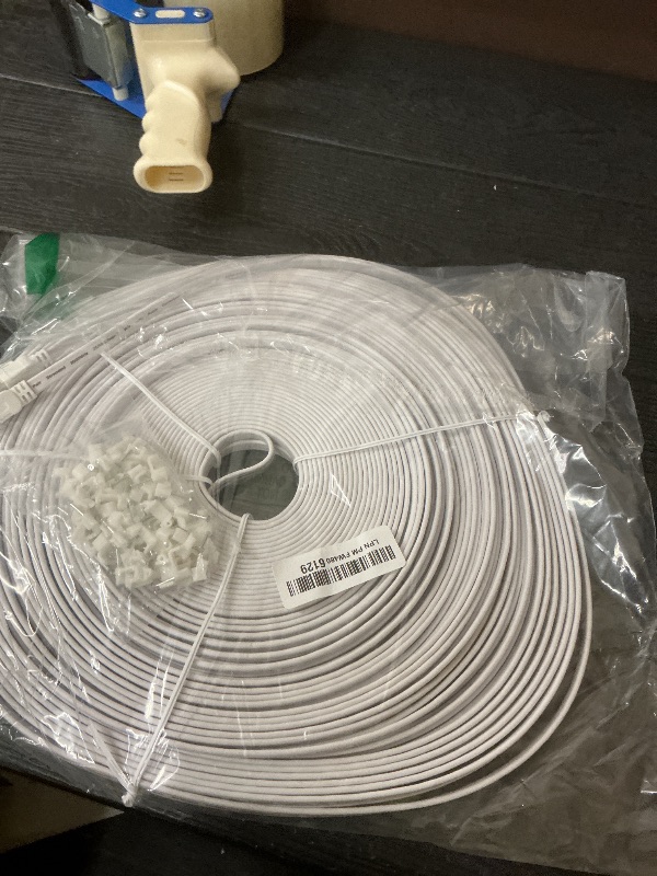 Photo 1 of Jadaol Cat 8 Ethernet Cable 200ft (60.96m), 40Gbps 2000MHz Flat S/FTP LAN Patch Cable, High-Speed Cat8 Network Cable for Router, Modem, Switch, Gaming Consoles, PC, Smart TV & Streaming Devices, White