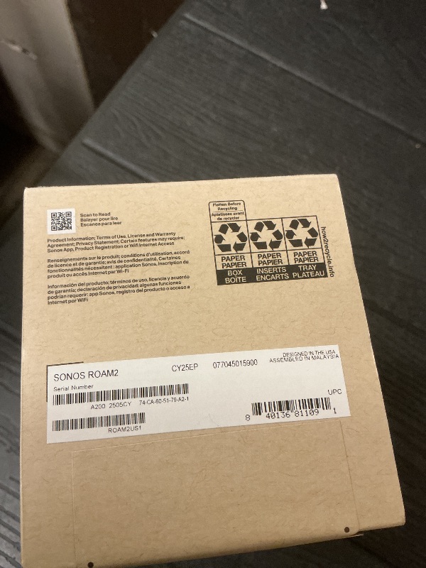 Photo 1 of Sonos Roam 2 - White - Portable Waterproof Bluetooth Speaker