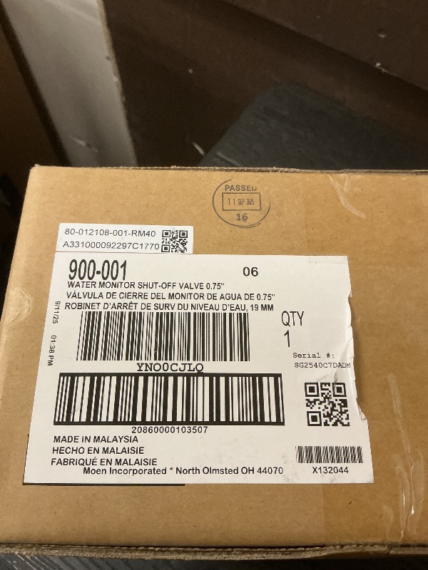 Photo 1 of Moen Flo Smart Water Monitor and Automatic Shutoff Sensor, Wi-Fi Water Leak Detector for 3/4-Inch Diameter Pipe, 900-001
