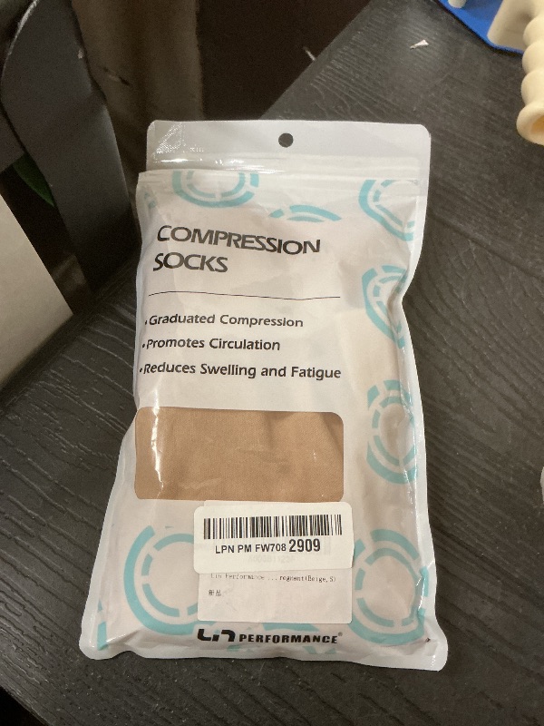 Photo 1 of Lin Performance 15-20 mmHg Medical Compression Stockings for Women & Men, Thigh High Dot-Top Open Toe, Leg Support for Daily & Travel Comfort (Beige,S)